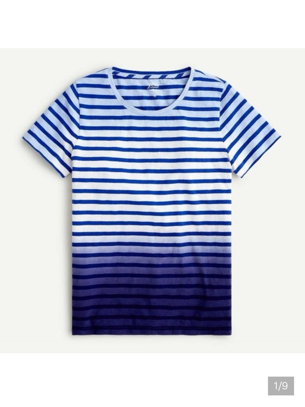 J. Crew Blue & White Striped Ombré Short Sleeve Shirt Tshirt - Size Small